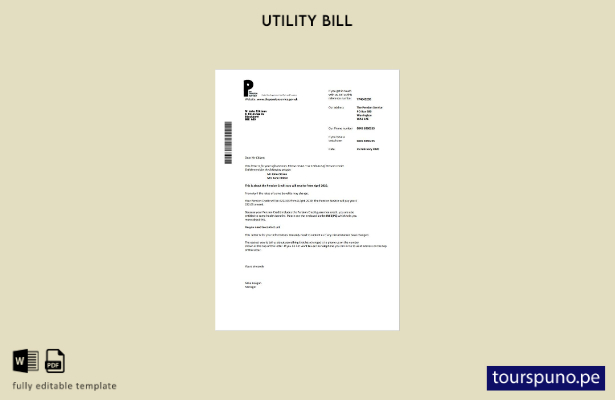 listo para imprimir La plantilla de factura de servicios públicos del Servicio d